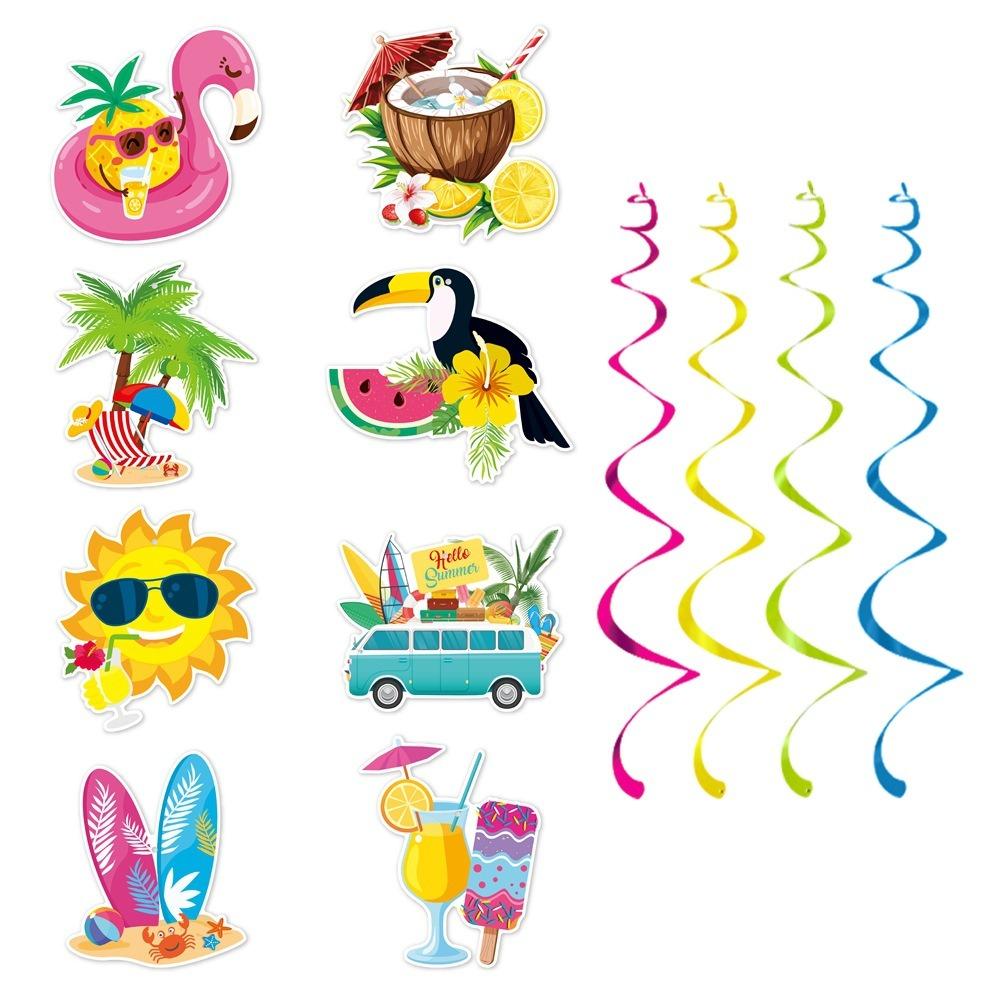 Баннер на тему фестиваля Hello Summer, бумажный, летняя спираль, подвесной флаг, декор для вечеринки по случаю дня рождения