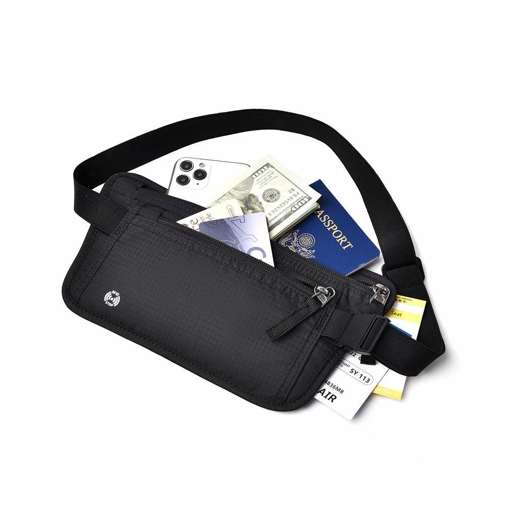 RFID Защита от кражи Поясная сумка для паспорта и телефона для путешествий, билетов, бега и спорта