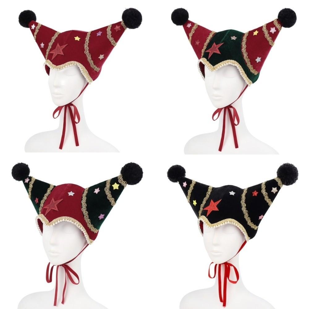 Cone Shape Mardi Gras Cap Lace-up Costume Hat Creative Christmas Clown Hat April Fools' Day