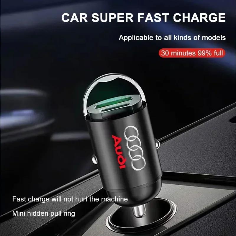 1Pcs Car Charger USB Type-C Fast Charging Adapter For Audi sline TT Q2 Q3 Q5 Q7 Q8 A3 A4 A5 A6 A7 R8 B5 B6 B7 B8 C5 C6 C7 V8