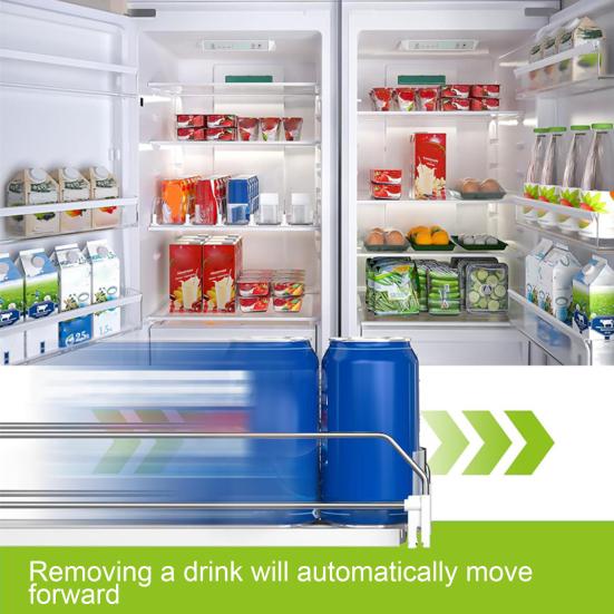 1/2/3/4Pcs Fridge Drink Organizer with Automatic Pusher Glide Refrigerator Soda Can Dispenser