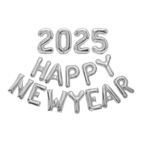 Воздушные шары с Новым годом 2025 года, 16-дюймовые буквы, цифры, алюминиевые фольгированные шары, многоразовые праздничные шары для празднования Нового года