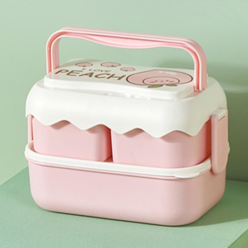Fruit Pattern Plastic Lunch Box Drop-proof Compartment Lunch Box Cartoon Lunch Box Girls