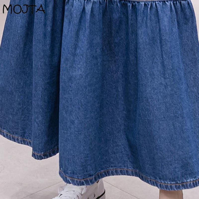 Plus Size Women Spring Summer Casual High Waist Cake Mid Length Skirt Package Hip Denim Skirt