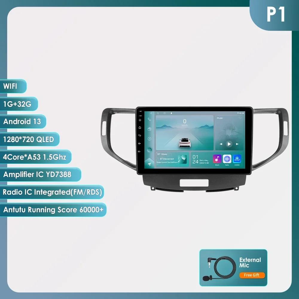 4G WIFI Carplay for Honda Accord 8 Acura TSX 2008 2009 2010 2011 2012 Car radio Android 12 Multimedia Video player 6115 Stereo