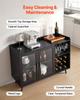VEVOR Wine Cabinet, Coffee Bar Cabinet with 9 Wine Bottle Racks, Modern Buffet Sideboard with Glass Holder, Adjustable LED Brightness