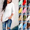 Loose and Casual Style Pure Cotton Round-neck Knitted Sweater with Pullover