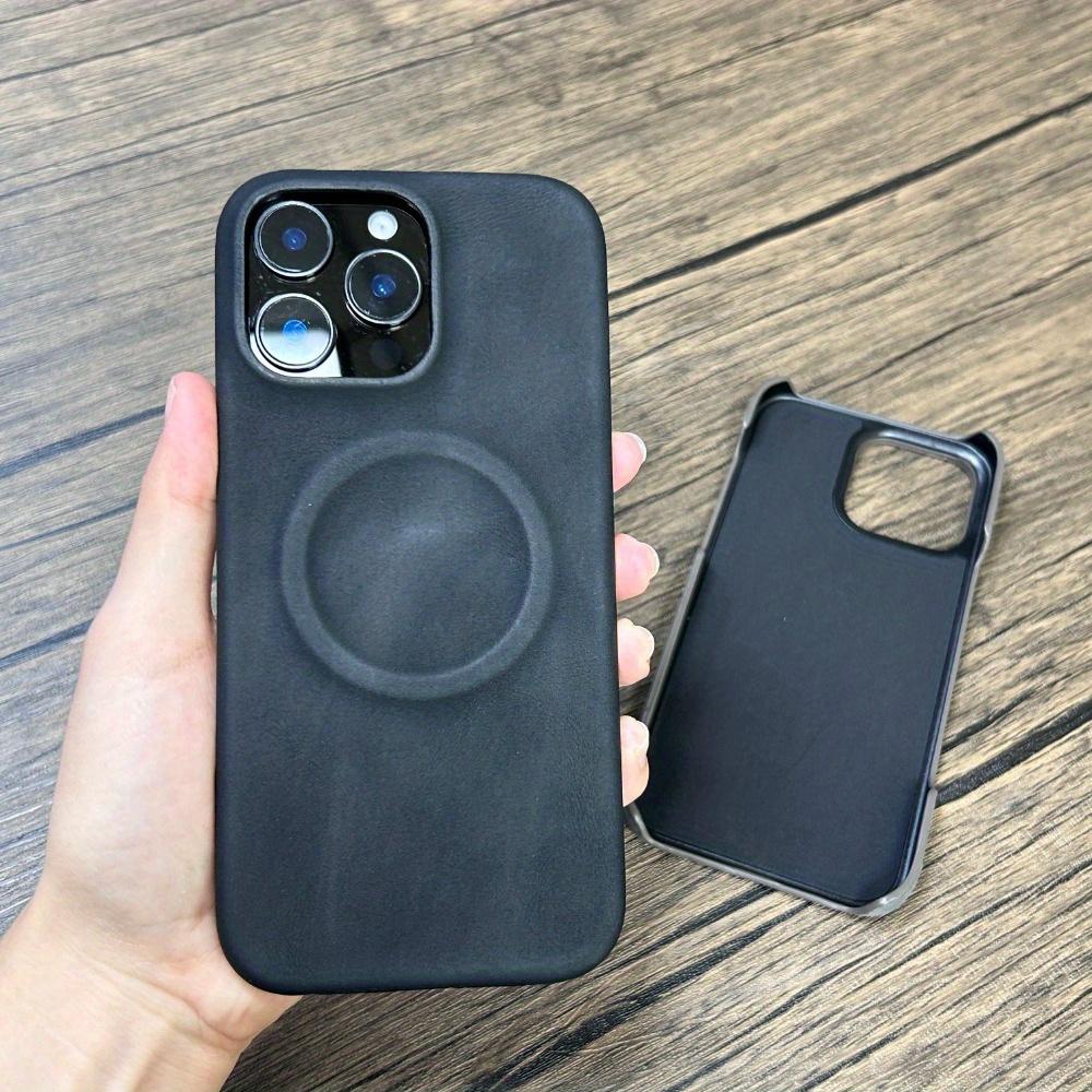 Роскошный магнитный чехол для телефона с беспроводной зарядкой для iPhone 16 15 14 13 Pro Max, защитный чехол из искусственной кожи