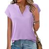 Женская летняя футболка с коротким рукавом, V-образным вырезом, однотонная, пуловер
