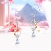 YUIITU Earrings Ladies Popularity Drop Zirconia Hook Sway Two Tone Color Earrings Silver Compatible with Metal Allergies Simple Woman Flower Present