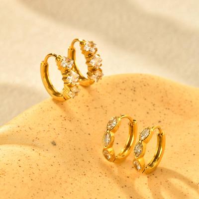Серьги-кольца из нержавеющей стали с цирконами, маленькие круглые серьги-хугги, женские круглые серьги-пирсинг с цирконами