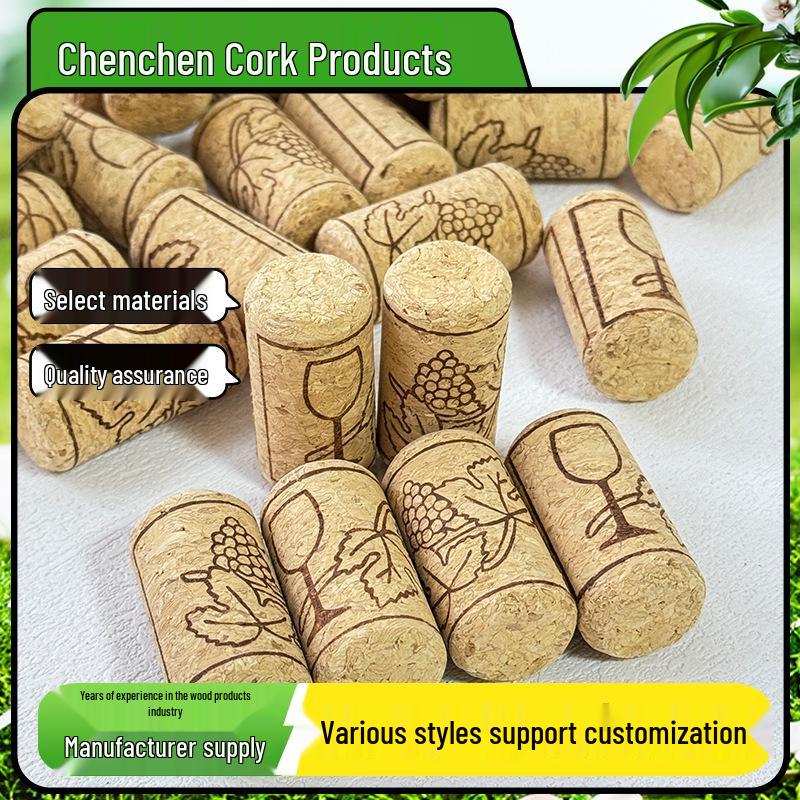 Пробка для винной бутылки из пробковой крошки с принтом под дуб - Цилиндрическая и коническая форма