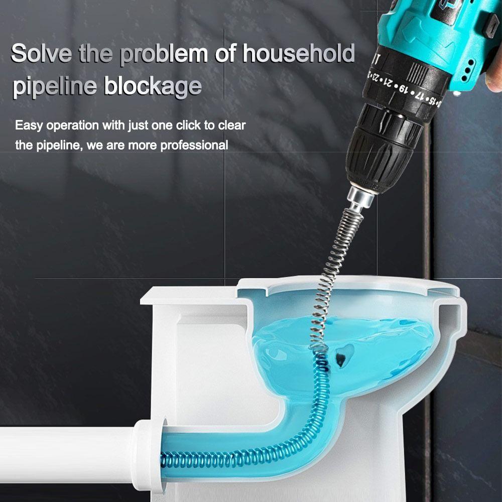 1-5м Электрическая дрель Пружина для прочистки канализации Утолщенный очиститель раковины для кухни, ванной комнаты, сантехники