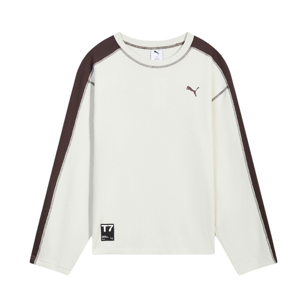 Puma Пуловер вафельной вязки T7 с круглым вырезом и анималистичным узором, спортивная футболка с длинным рукавом, мужской топ 637436-87