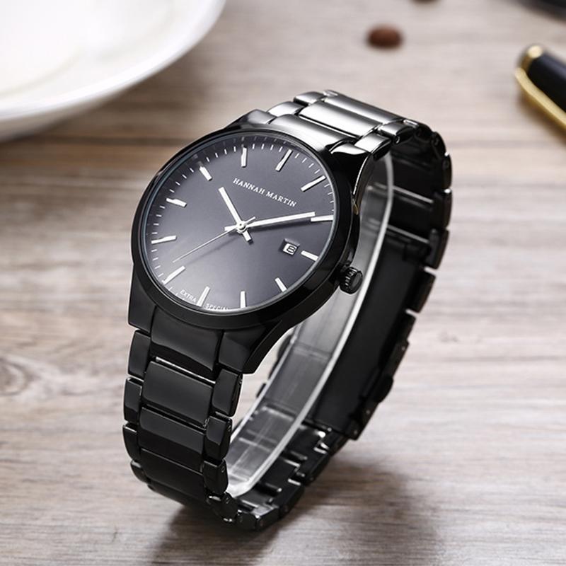 Мужские часы лучший бренд класса люкс с календарем кварцевые модные деловые полностью черные водонепроницаемые часы Relogio Masculino