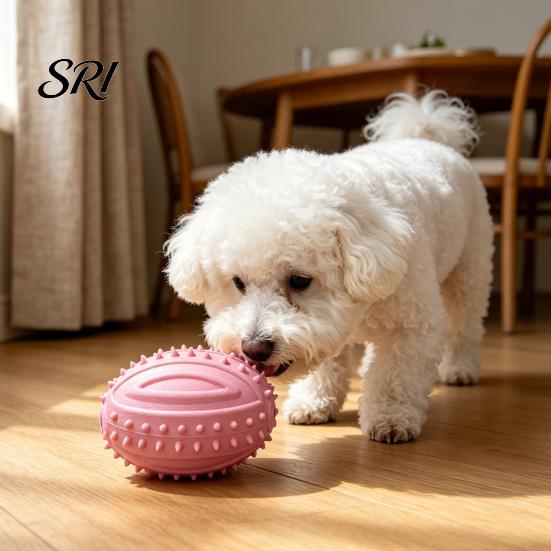 Bite-resistant Toy Dog Teething Toys with Spike Teeth Cleaning Ball Bite-Resistant Rugby Chew Interactive Sound for Small Medium Large Dogs