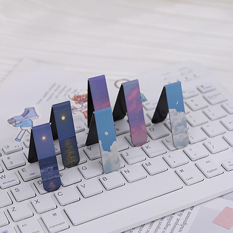 2 шт./уп. Магнитная закладка Красивый пейзаж Облака Простой литературный узор Закладка Инструмент для чтения Школьные офисные принадлежности