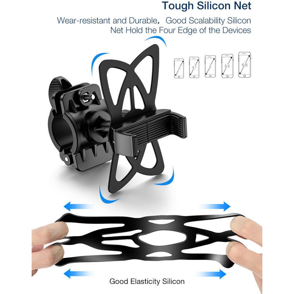 Motorcycle Bicycle Phone Mount Silicone Strap Holder Electric Scooter Navigation Stand for Outdoor Use