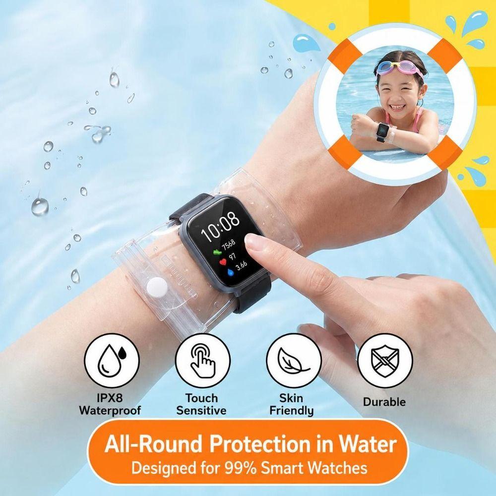Clear Wrist Pouch Triple Seal Smartwatch Protective Case Waterproof Smartwatch Pouch Rafting Use