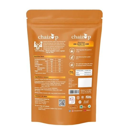 Chaizup Премиум 1 мин. Растворимый Имбирный Чай Премикс - 1 кг Поли | Имбирные Вкусы | Прибл.. 72 порции | 1 кг