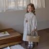 Girls' 2025 Spring Floral Long-Sleeve Princess Dress - Korean Style Children's Fashion