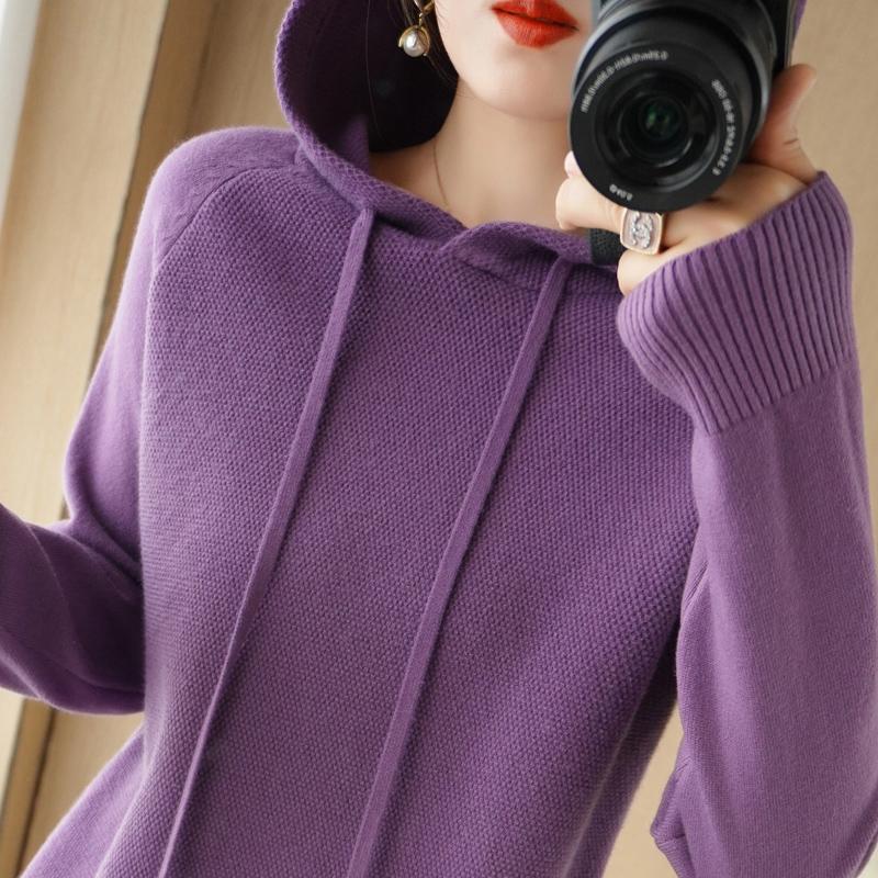 Women Knitted Hoodie Sweater MODERN NEW SAGA Winter Knitted Pullover Sweatshirt Autumn Soft Warm Wool Sweaters Female Jumper Knit Top