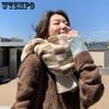 Blue Checkerboard Plaid Knitted Woolen Scarf Girl Student Thickening Autumn and Winter Warm All-match Scarf