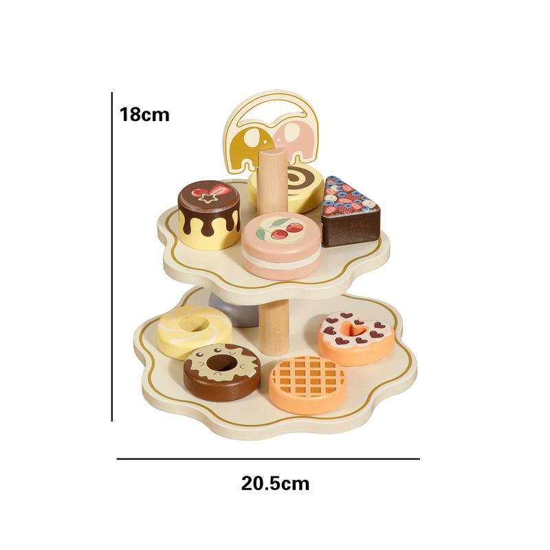 Wooden Dessert Kitchen Set: Pretend Play Cake & Ice Cream Afternoon Tea Toy