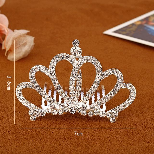 Kids Mini Crowns Hair Jewelry Coloful Shining Crystal Hair Combs Small Tiaras Girls Birthday Party Princess Hair Ornaments