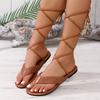 Модные женские сандалии 2025 Лето Плетеные шлепанцы Повседневные сандалии Крест на шнуровке Женские римские сандалии Sandalias De Mujer Женская обувь