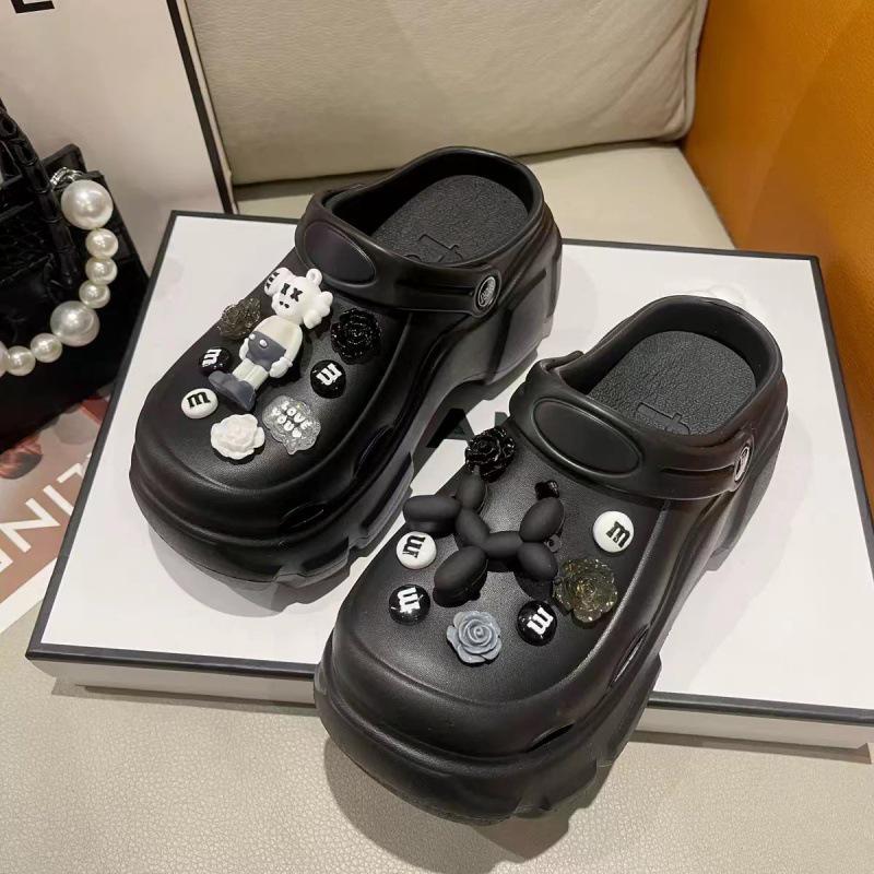 Женские клоги на толстой подошве, увеличивающие рост: Стильные Нескользящие, Дышащие, с Закрытым Носком для Ношения на Улице, в Офисе, Операционной или Летом.