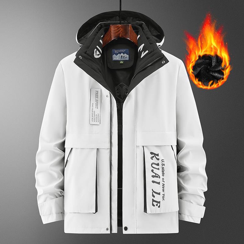 Одежда с капюшоном и хлопковой подкладкой, мужская повседневная бархатная утолщенная теплая многофункциональная куртка, осенне-зимняя ветрозащитная куртка три в одном