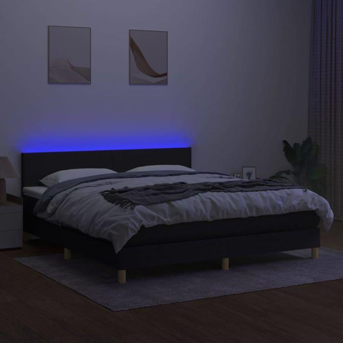 Maison Exclusive - Sommier à lattes de lit avec matelas LED Noir 160x200 cm Tissu