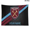 Custom Name West Ham United Printed Tapestry – Wall Hanging for Bedrooms, Dorms, and Home Decor