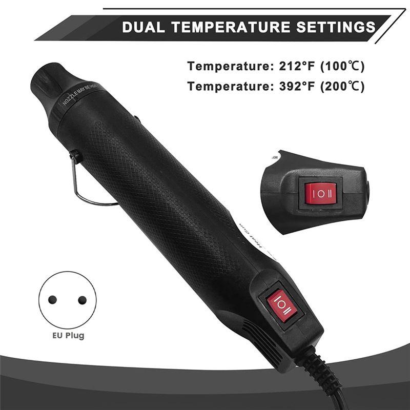 AEE2-Mini Hot Air Gun Dual Speed Temperature Adjustment Fast Hot Air Gun Handmade Soft Clay Drying Shaping EU Plug