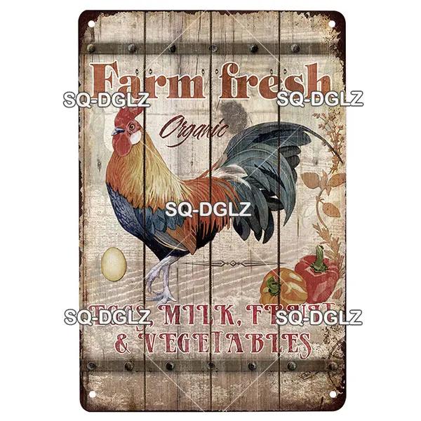 Chicken Zone Metal Sign Vintage Metal Plaque Plates Decor For Pub Bar Garden Wall Decor Tin Signs Fresh Eggs Poster