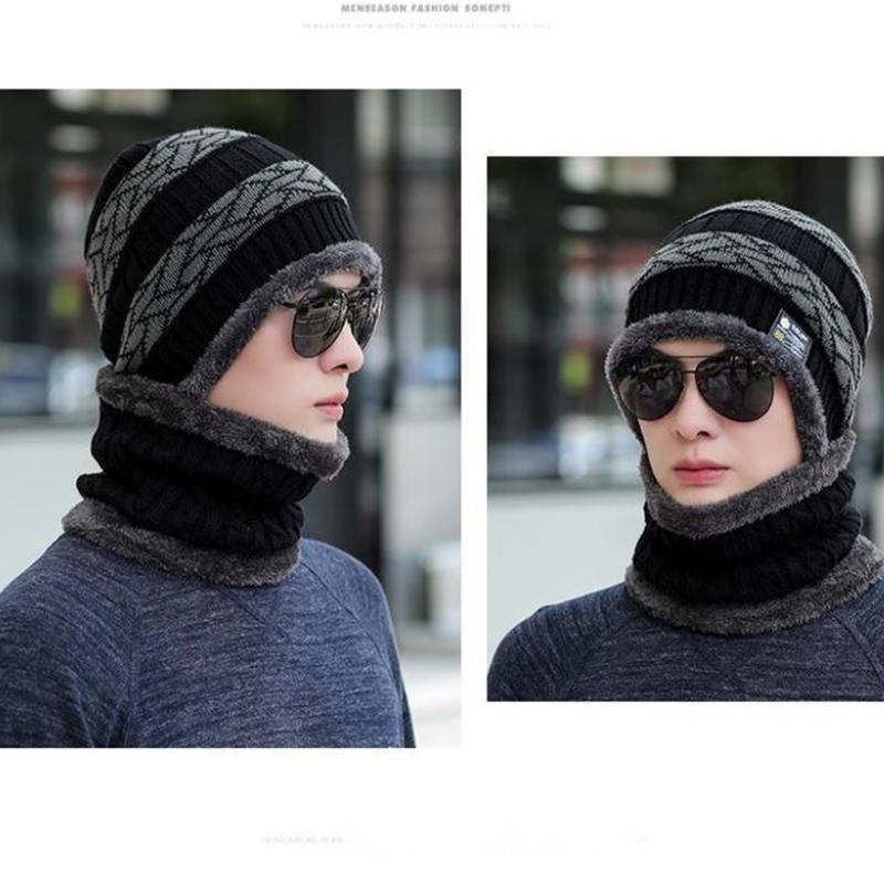 Зимняя мужская вязаная шапка-поло, модный шерстяной комбинезон с принтом, шапка для верховой езды на открытом воздухе, теплая бархатная шапка