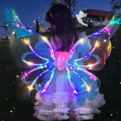 Трепещущие крылья Светодиодные электрические крылья бабочки Креативные светящиеся электрические крылья феи Вечеринка