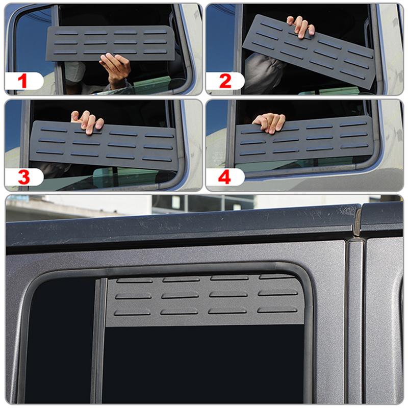 For Jeep Wrangler JL 2018 Up Car Rear Window Vent Louver Sun Shield Panel Cover Decoration Aluminum Alloy