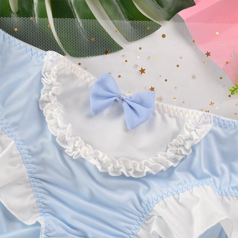 Трусики Лолиты ярких цветов, милые дышащие трусики из молочного шелка со средней талией, женские трусики с бантом