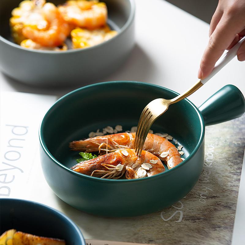 6-дюймовая фарфоровая форма для выпечки, десертная чаша, формочка для выпечки, обеденная тарелка, блюда для пасты, миска для запеченного риса с ручкой, подходит для использования в микроволновой печи