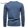 Cozy Up Мужская мода повседневная передняя планка базовые футболки Henley с длинными рукавами