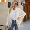 New Arrival Women's Casual Knit Cape with Fur Collar and Tassel Shawl