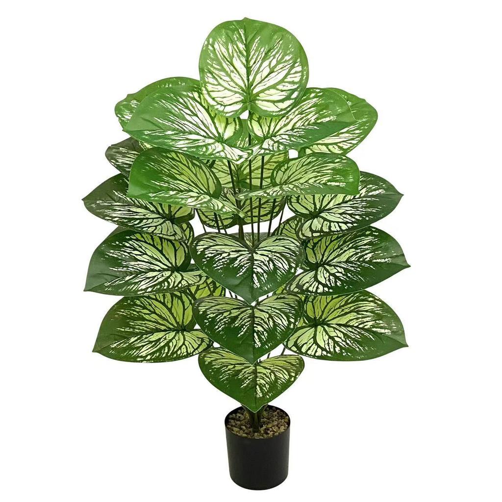 Nordic Style Artificial Green Plant Bonsai with Tactile Glue Leaves for Home Decoration