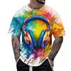 Summer Fun 3D Pattern Tie Dyeing T-shirt Color Painting 3D Printing Men's T-shirt Short Sleeve Top