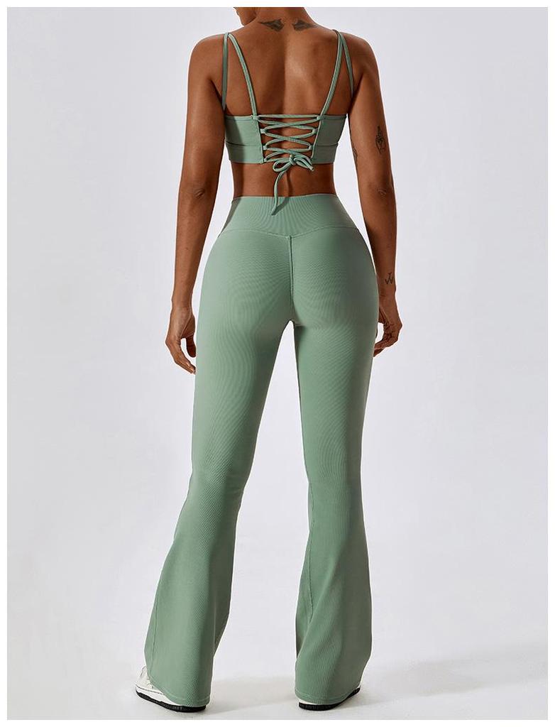 Комплект для йоги с высокой талией и перекрестным дизайном на спине - быстросохнущий, облегающий фитнес-костюм 8333