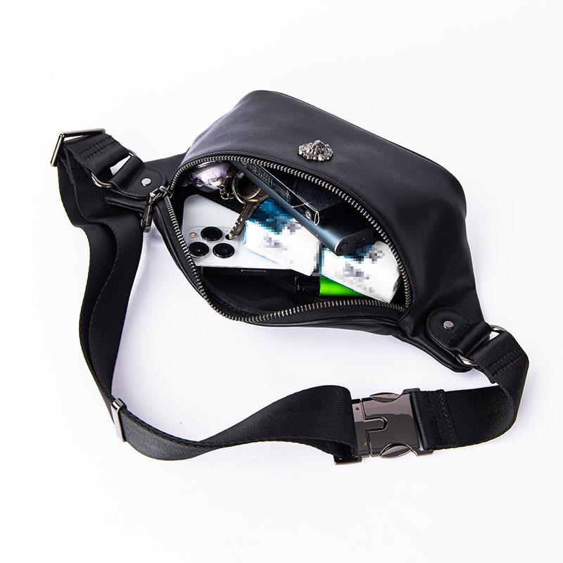 Мужская модная минималистичная поясная и нагрудная сумка - Натуральная коровья кожа, Мягкая повседневная кроссбоди, Японский и корейский стиль