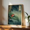 1pc Japanese Frog Canvas Wall Art, Unframed Vintage Rainforest Wall Art Print, Red Frog On Leaf Poster For Living Room Tion