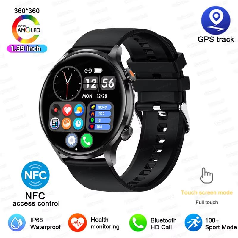 2025 Новые Смарт-часы с GPS-трекингом для женщин, AMOLED HD-экран, Пульсометр, Измерение артериального давления, BT-звонки, Водонепроницаемость IP68, Смарт-часы для Huawei Xiaomi