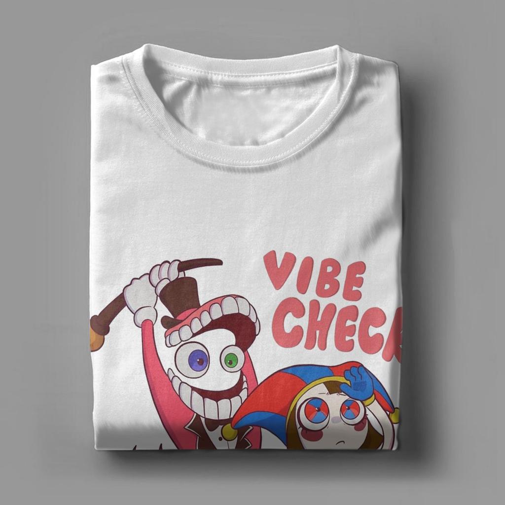 Men's T-Shirt Cain Vibe Check Funny Pure Cotton Tee Shirt The Amazing Digital Circus T Shirt Crewneck Tops New Arrival